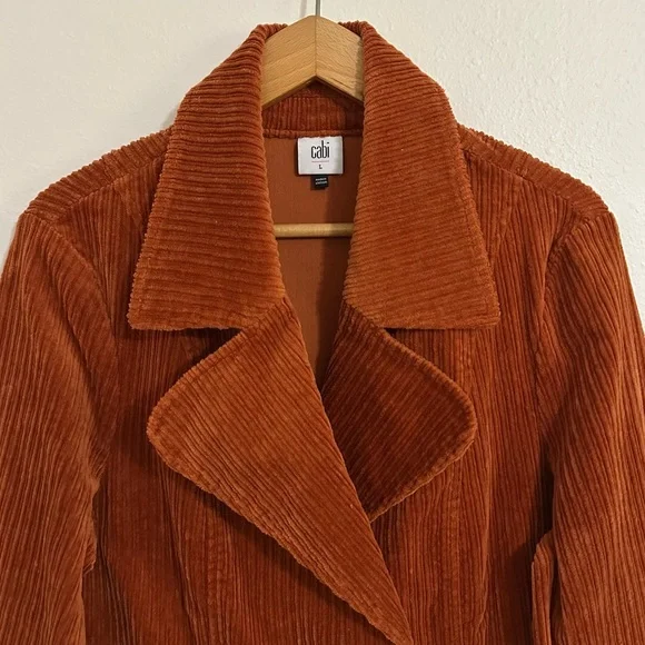 CAbi Corduroy Double Breasted 'Professor Peacoat' Rust / Burnt Orange - Picture 5 of 16